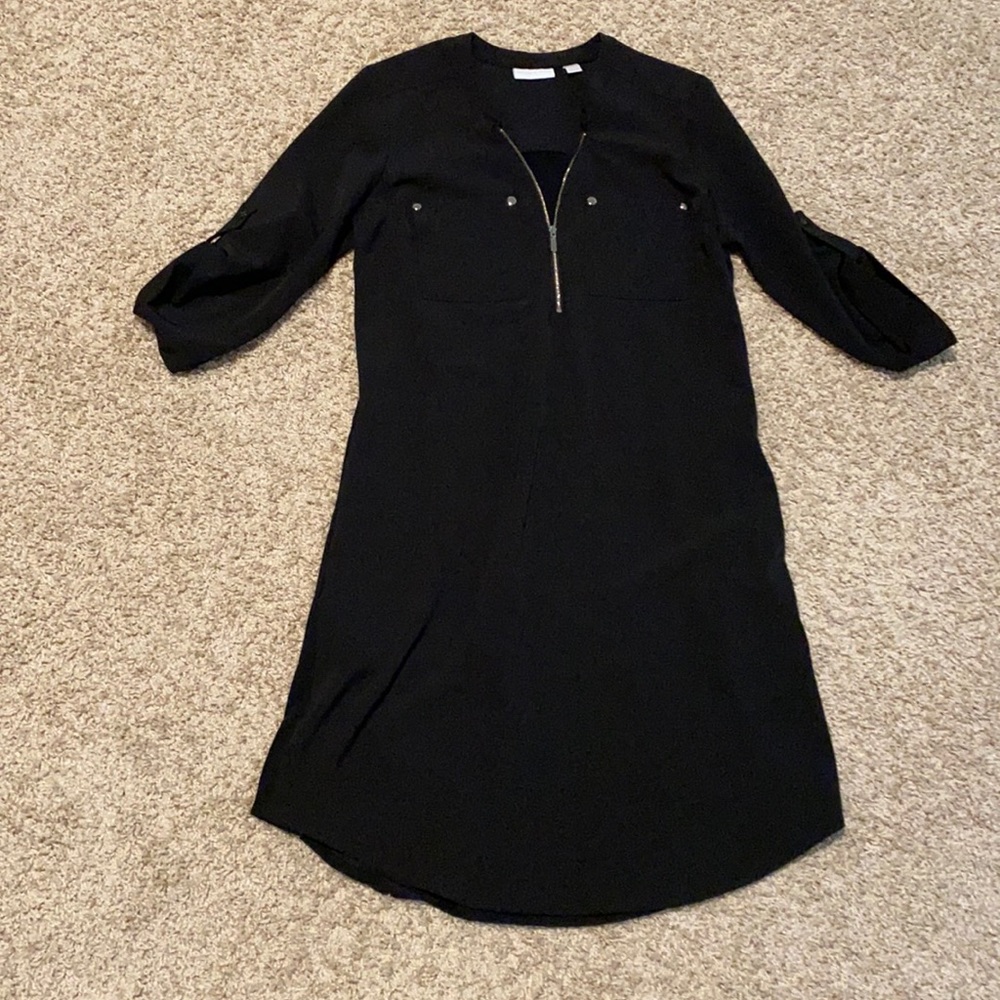 Black dress with pockets navy blue with flowers